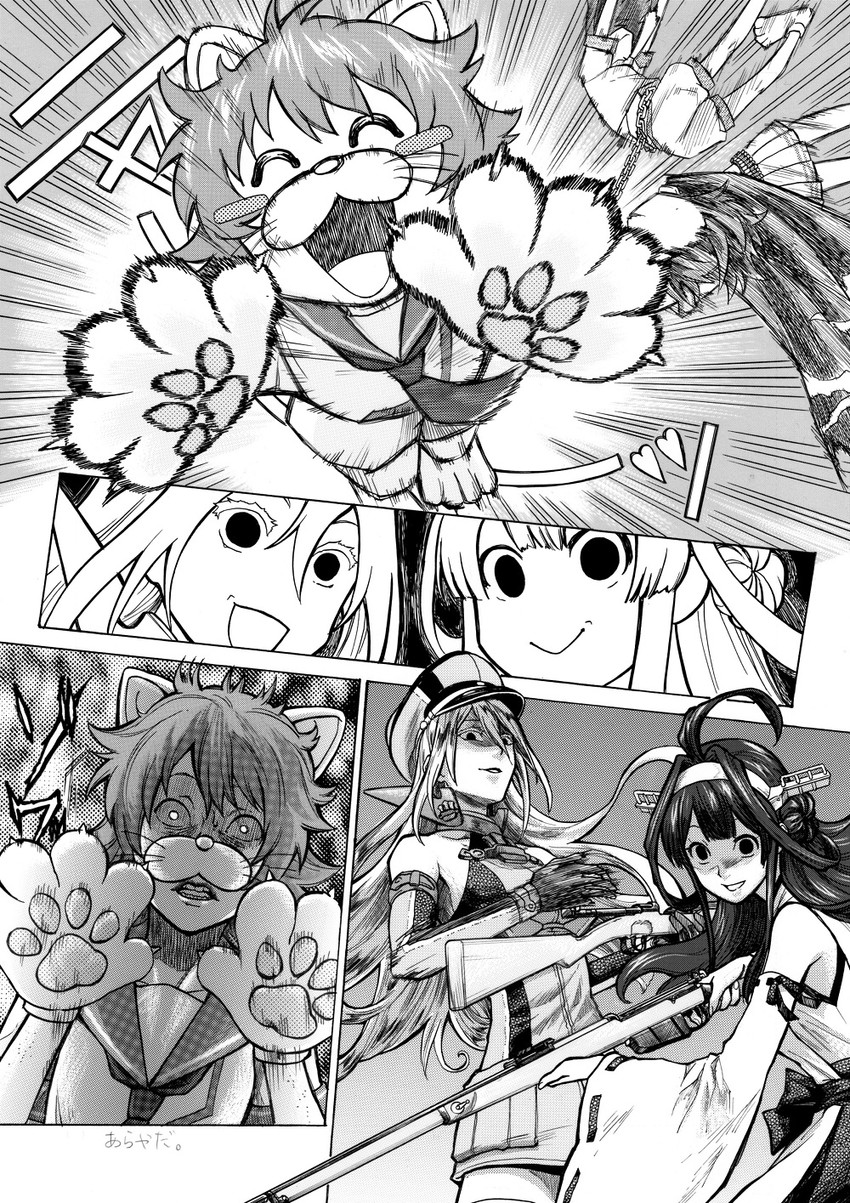 kongou, bismarck, kiso, kuma, kongou kai ni, and 3 more (kantai collection) drawn by munmu-san