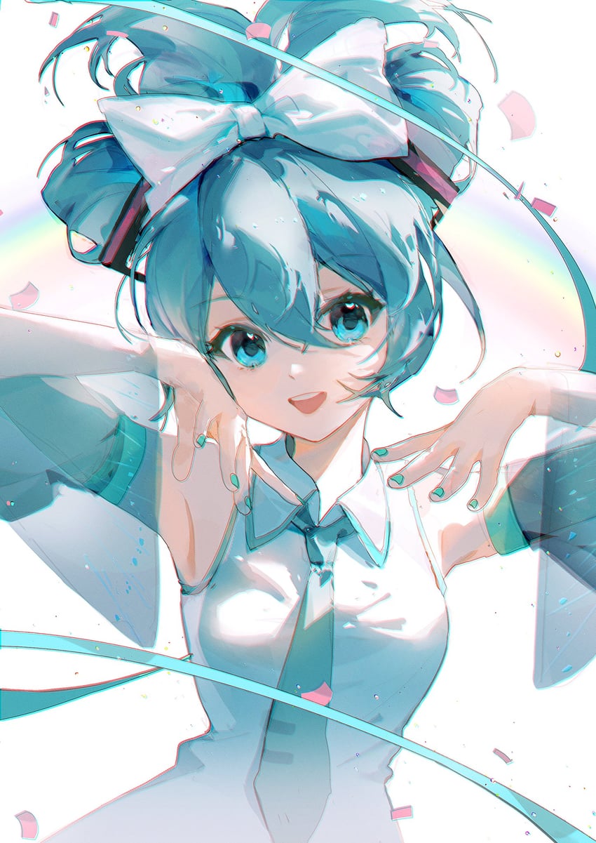 hatsune miku and cinnamiku (vocaloid and 1 more) drawn by requiem_(requiem_art)