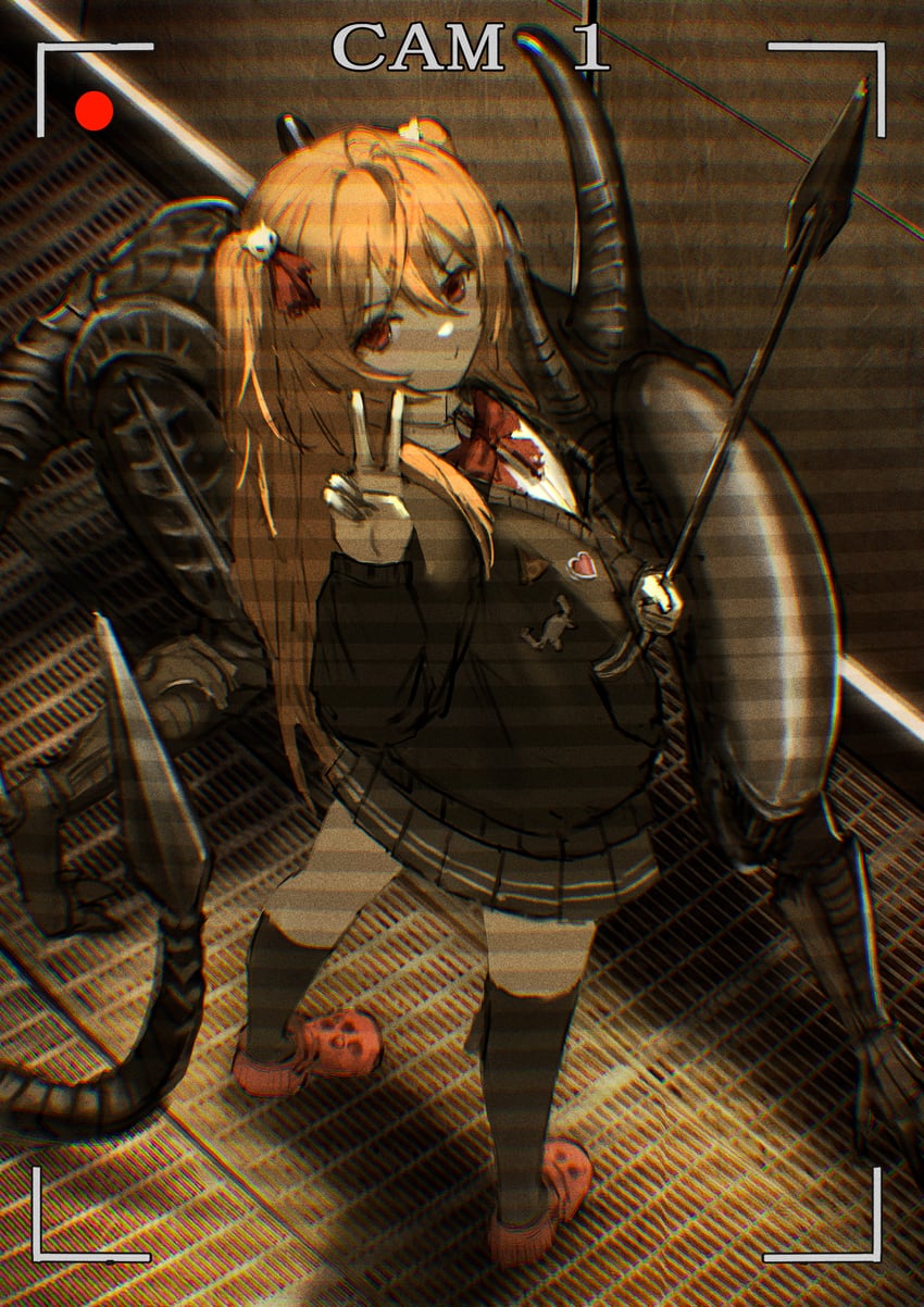 evil neuro-sama and xenomorph (vedal ai and 1 more) drawn by wairon