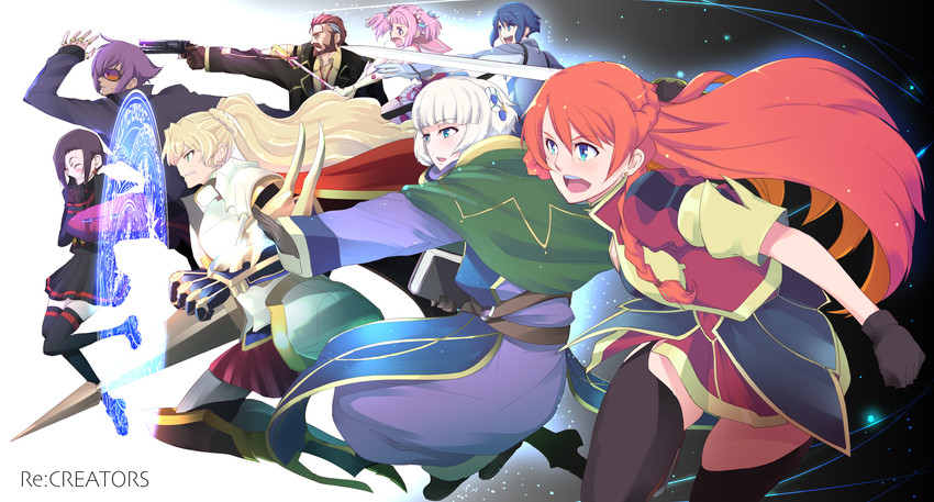 selesia upitiria, meteora osterreich, chikujouin magane, mirokuji yuuya, kirameki mamika, and 3 more (re:creators) drawn by touge_hiro