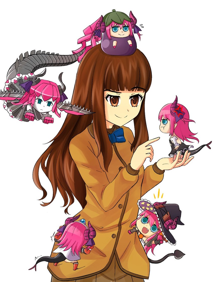 kishinami hakuno, elizabeth bathory, and mecha eli-chan (fate and 3 more) drawn by gradient_ray