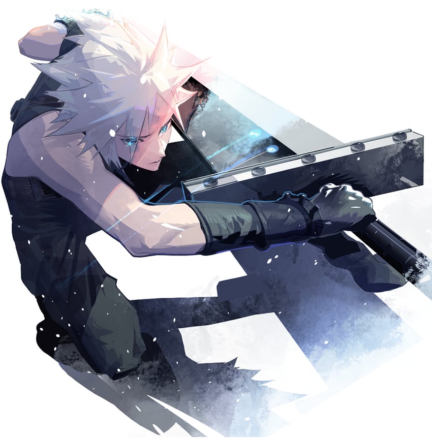 cloud strife (final fantasy and 2 more) drawn by cofffee