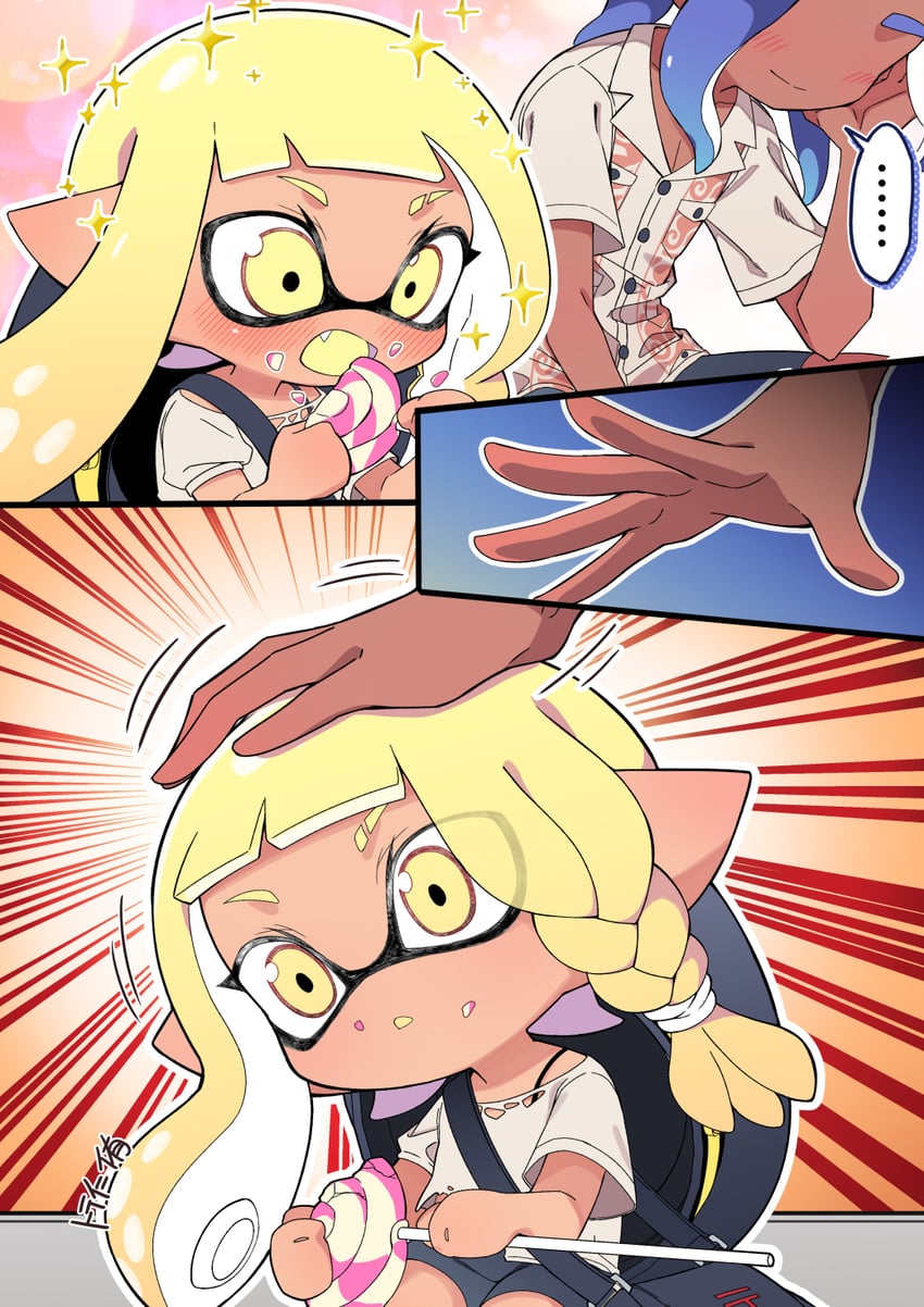 inkling player character, inkling girl, octoling player character, octoling boy, veronika, and 1 more (splatoon and 1 more) drawn by minamidena