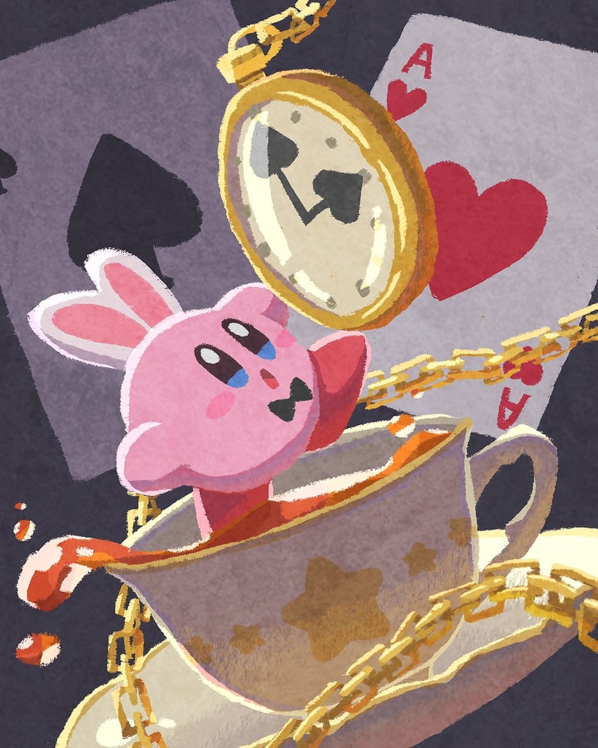 kirby and white rabbit (kirby and 1 more) drawn by miclot