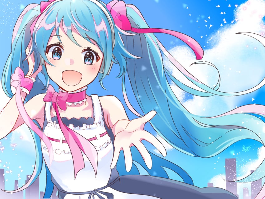 hatsune miku (vocaloid and 1 more) drawn by aoiyui