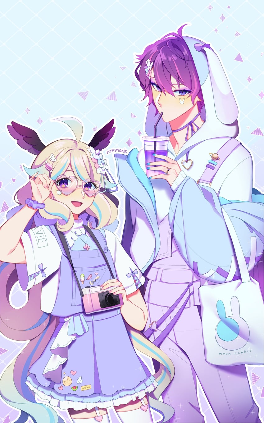 enna alouette and uki violeta (nijisanji and 1 more) drawn by nrnmarie