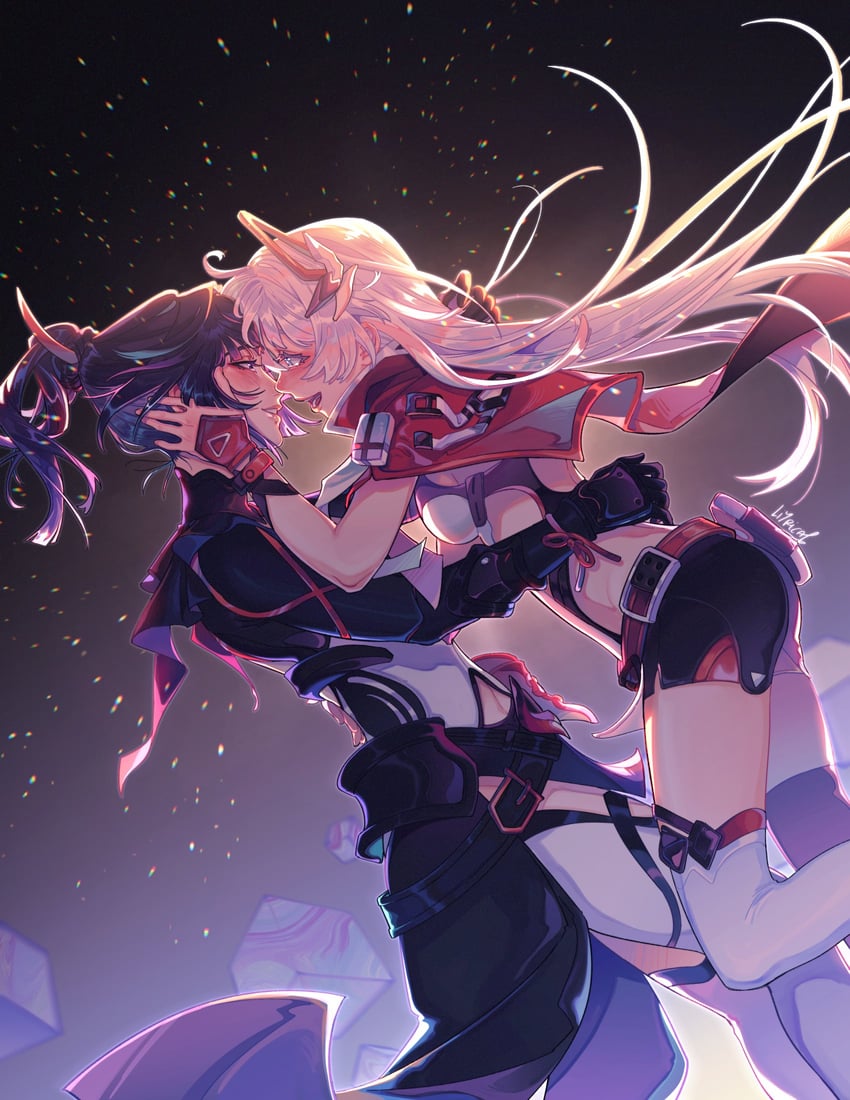 kiana kaslana and raiden mei (honkai and 1 more) drawn by liyrical