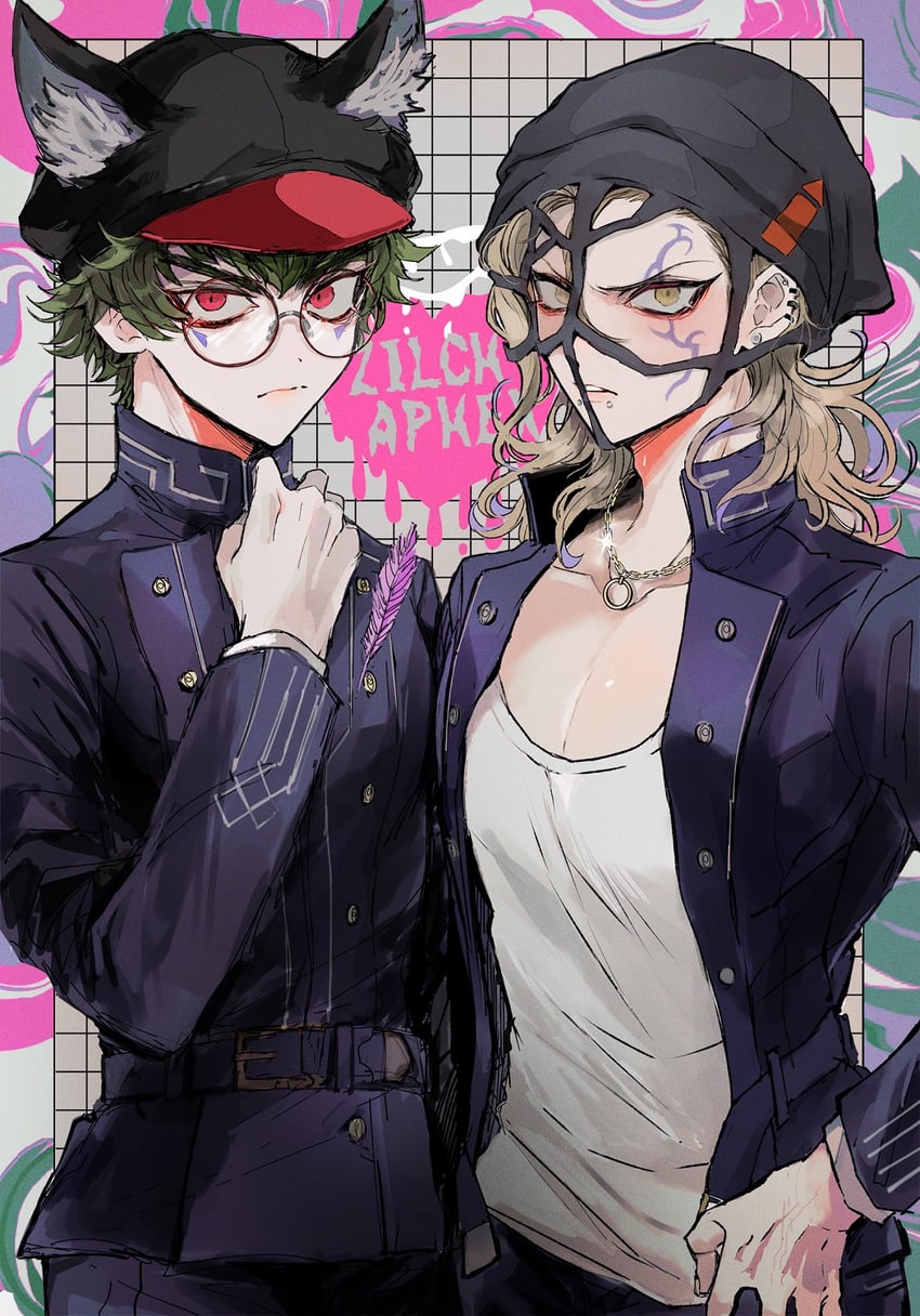 zilch alexander and aphex logan (master detective archives: rain code) drawn by joonoyuki