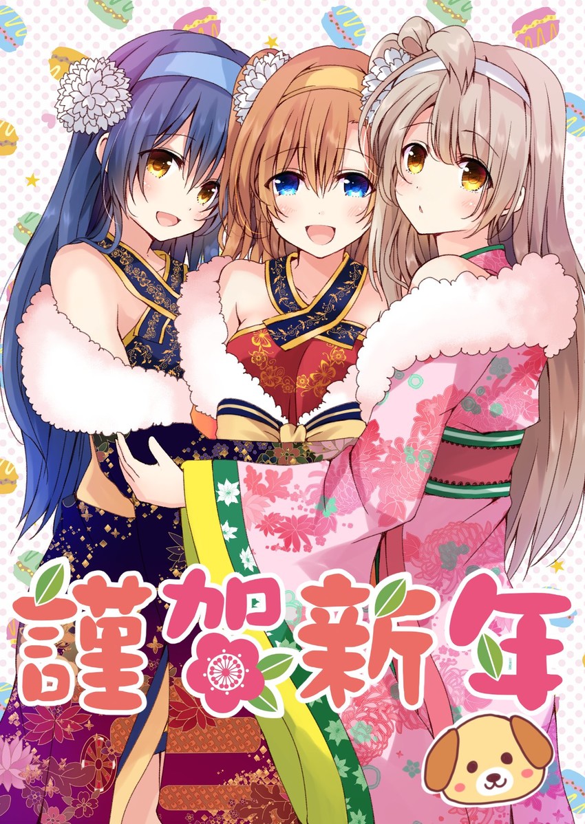sonoda umi, minami kotori, and kosaka honoka (love live! and 1 more) drawn by fujisaki_kyouya