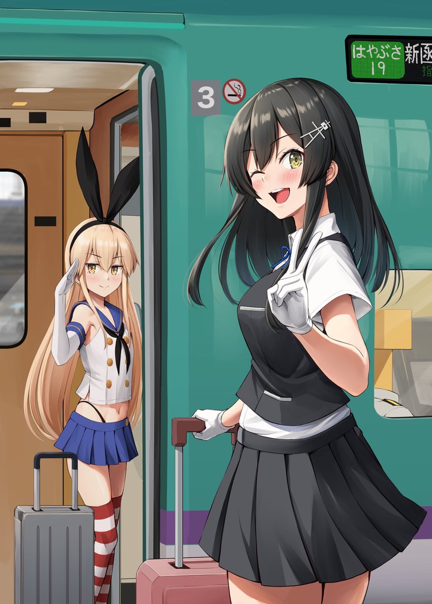 shimakaze, t-head admiral, and oyashio (kantai collection) drawn by ichikawa_feesu