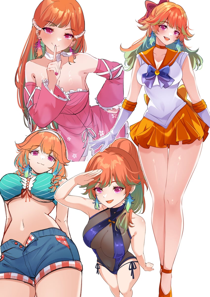 takanashi kiara and sailor venus (hololive and 3 more) drawn by cyanzan