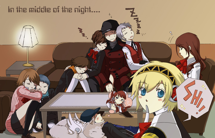 aigis, shiomi kotone, takeba yukari, kirijou mitsuru, yamagishi fuuka, and 6 more (persona and 2 more) drawn by take_michi