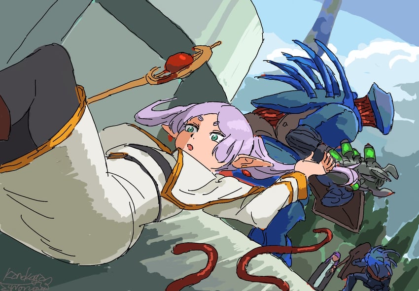 frieren, fern, and hunter (sousou no frieren and 2 more) drawn by kanokoga