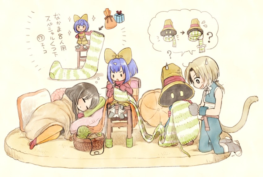 zidane tribal, garnet til alexandros xvii, black mage, vivi ornitier, and eiko carol (final fantasy and 1 more) drawn by hira_(otemoto84)