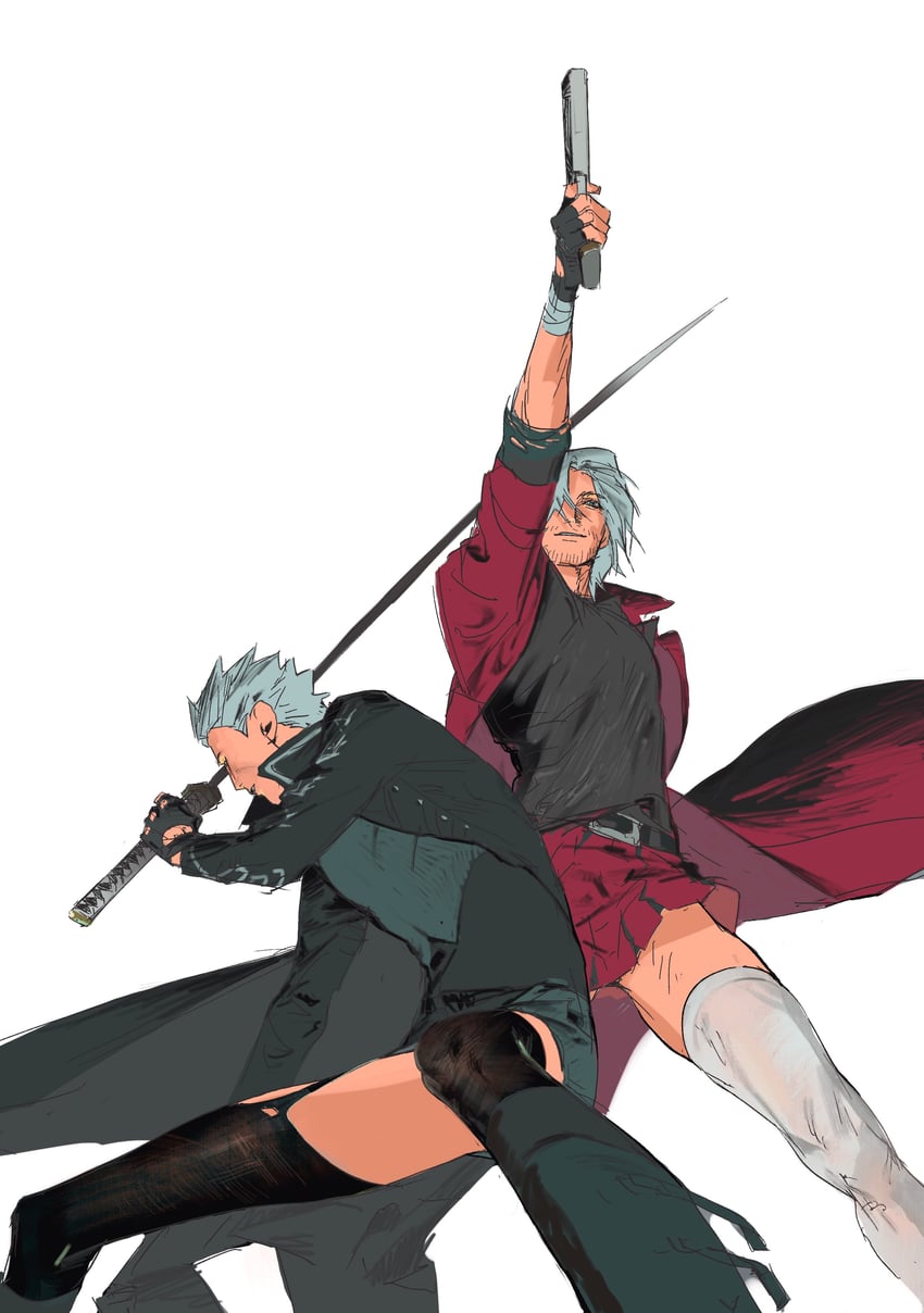 dante and vergil (devil may cry and 1 more) drawn by heyheee