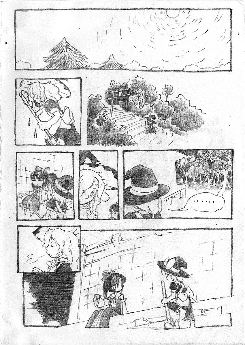 hakurei reimu and kirisame marisa (touhou) drawn by d-nobi