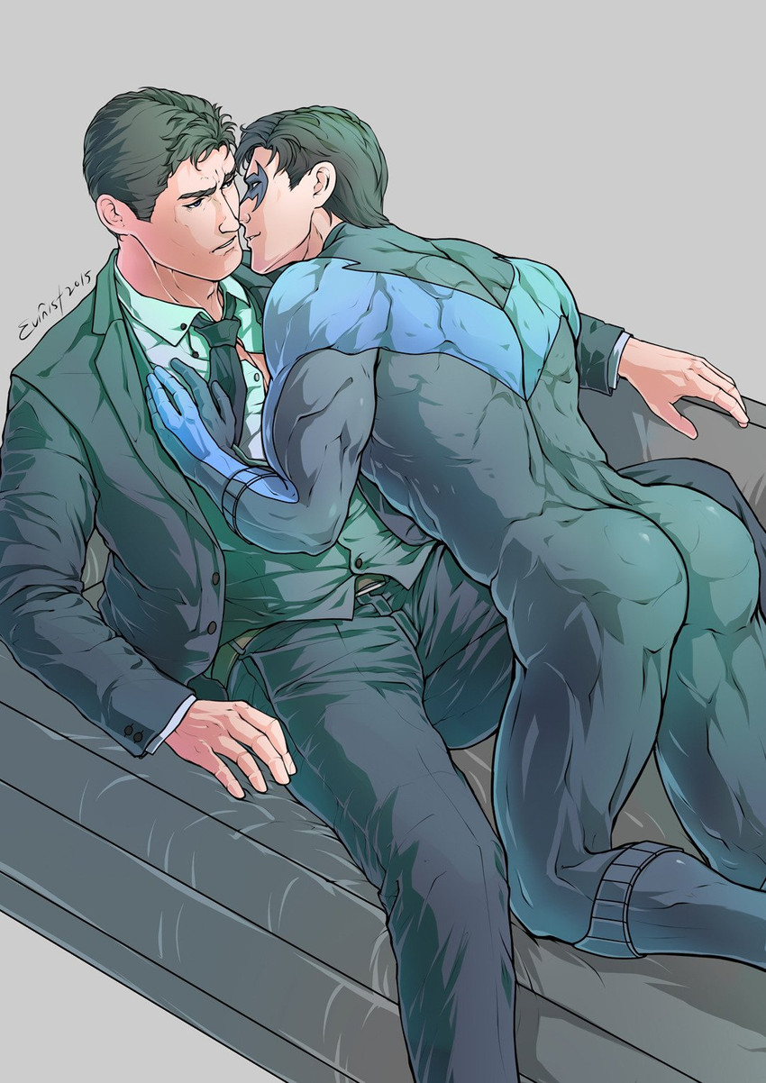 bruce wayne, dick grayson, and nightwing (dc comics and 1 more) drawn by evinist