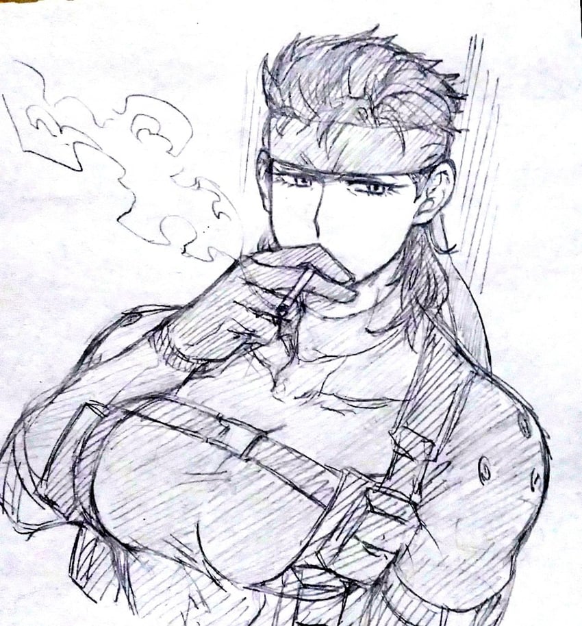 solid snake (metal gear and 1 more) drawn by osoma_(kasuzame_pao)