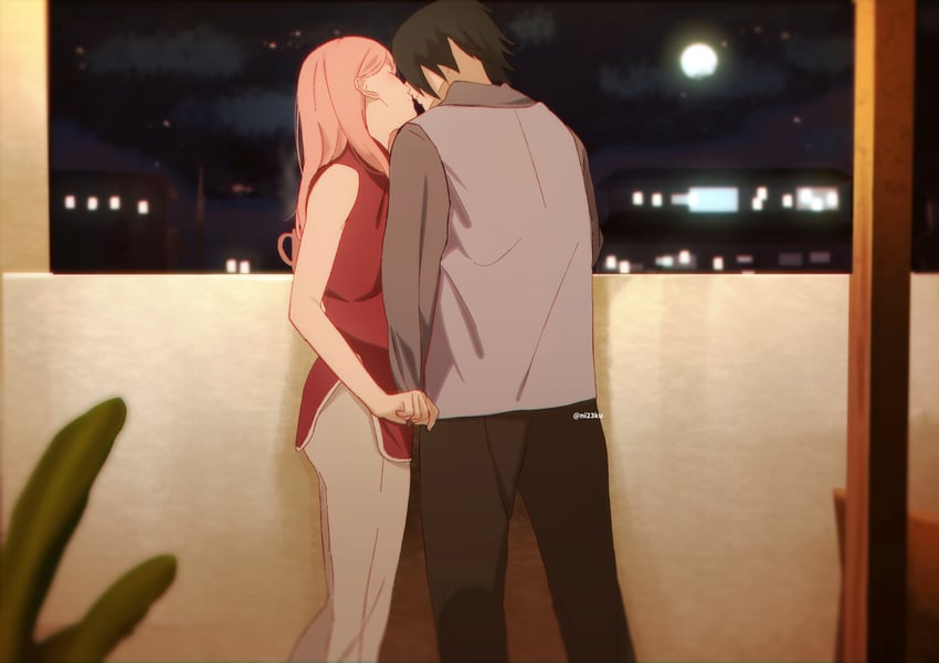 haruno sakura and uchiha sasuke (naruto and 1 more) drawn by niku_(ni23ku)