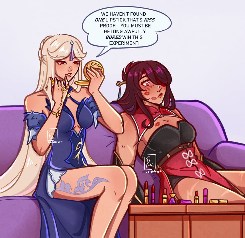 ningguang and beidou (genshin impact and 1 more) drawn by losstfrost