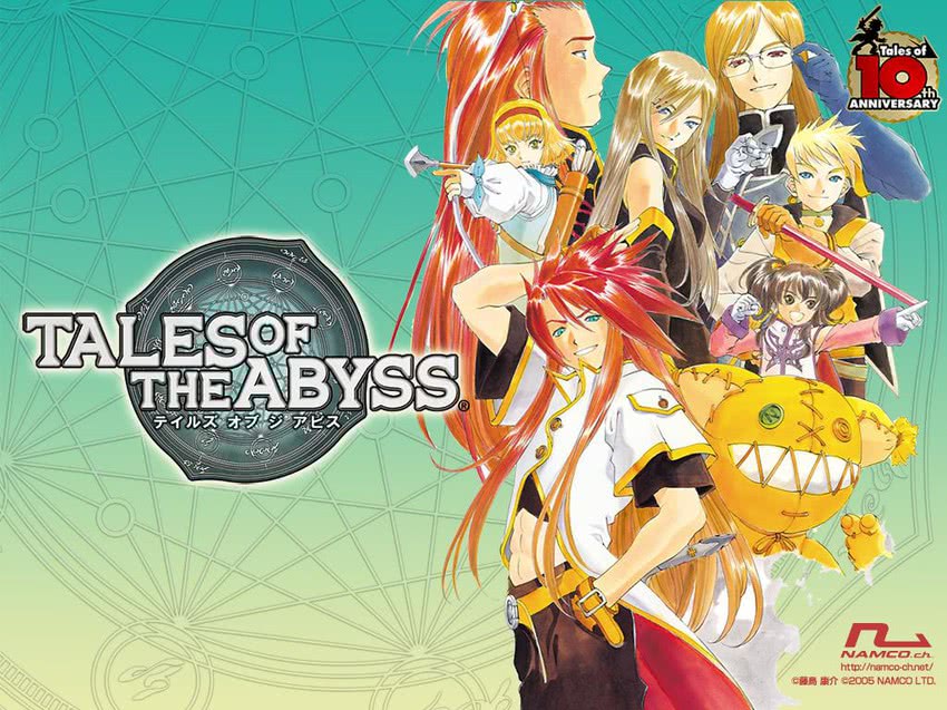 tear grants, luke fon fabre, anise tatlin, natalia luzu kimlasca lanvaldear, jade curtiss, and 3 more (tales of and 1 more) drawn by fujishima_kousuke