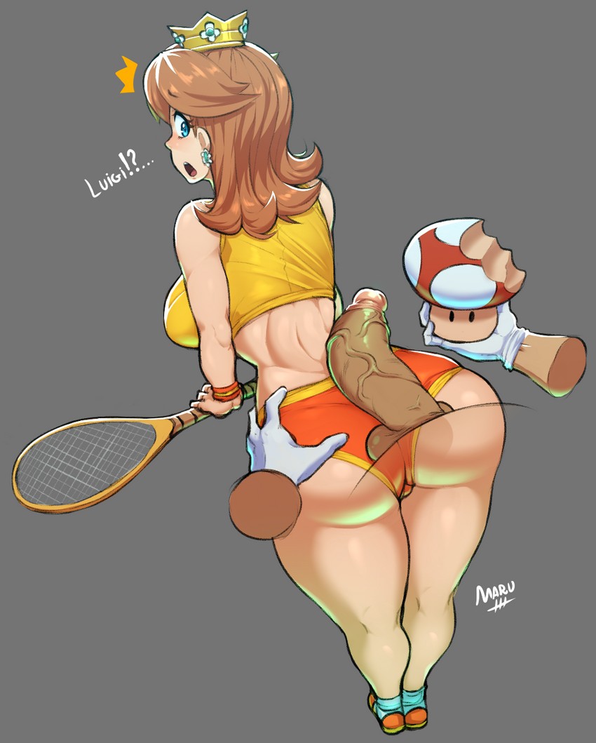 luigi and princess daisy (mario and 2 more) drawn by maru_zyru_kun