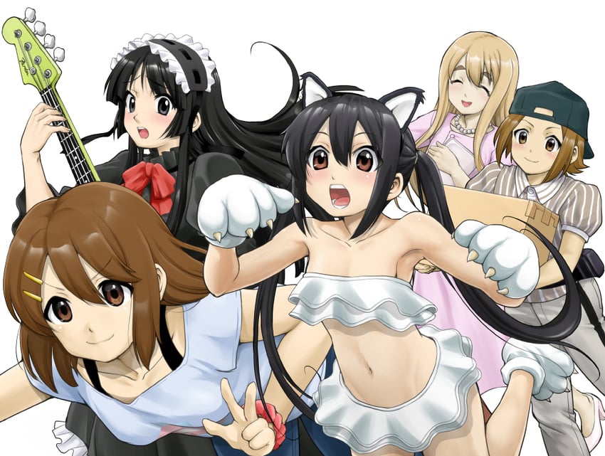 akiyama mio, nakano azusa, hirasawa yui, tainaka ritsu, and kotobuki tsumugi (k-on!) drawn by tk_(takotsuboya)