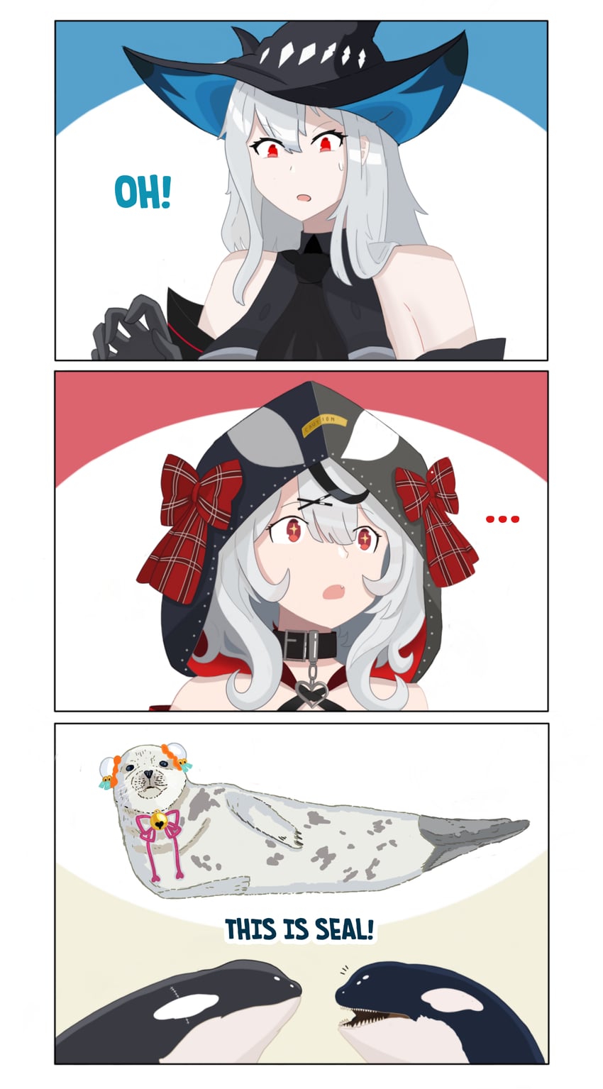 sakamata chloe, skadi, and momosuzu nene (hololive and 1 more) drawn by raisa23