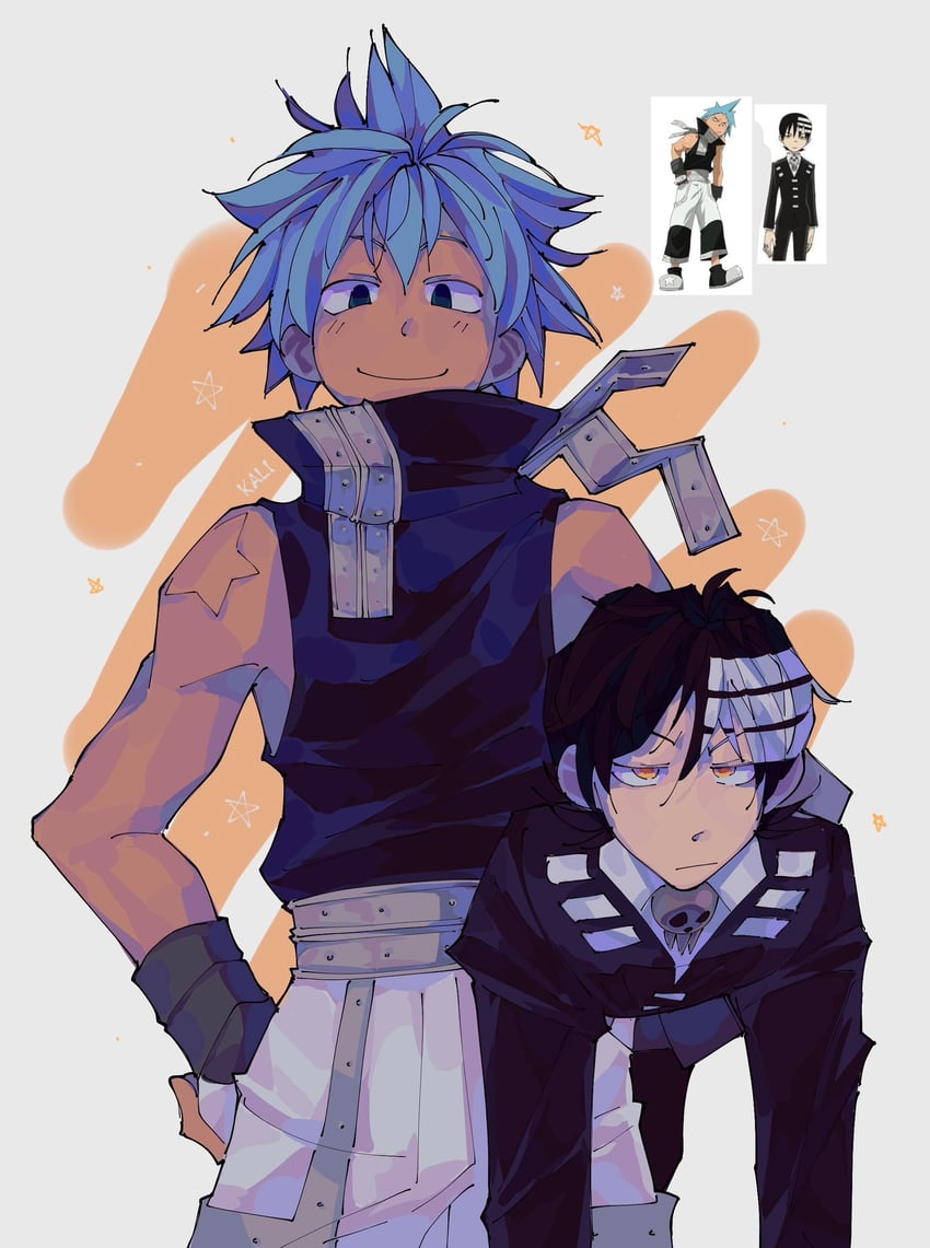 death the kid and black star (soul eater) drawn by kaligraphy