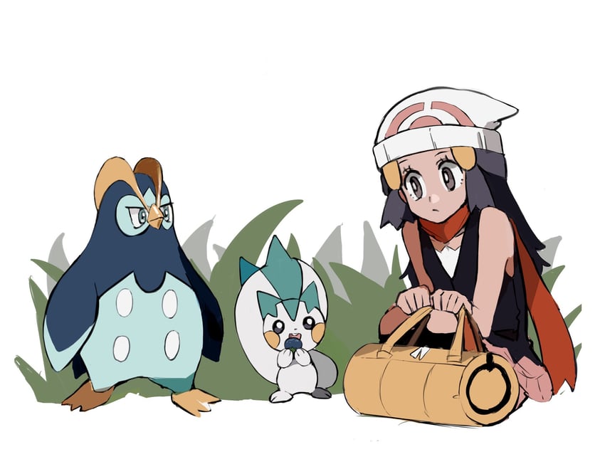 dawn, pachirisu, and prinplup (pokemon and 1 more) drawn by shichibee_(stm_mimi)