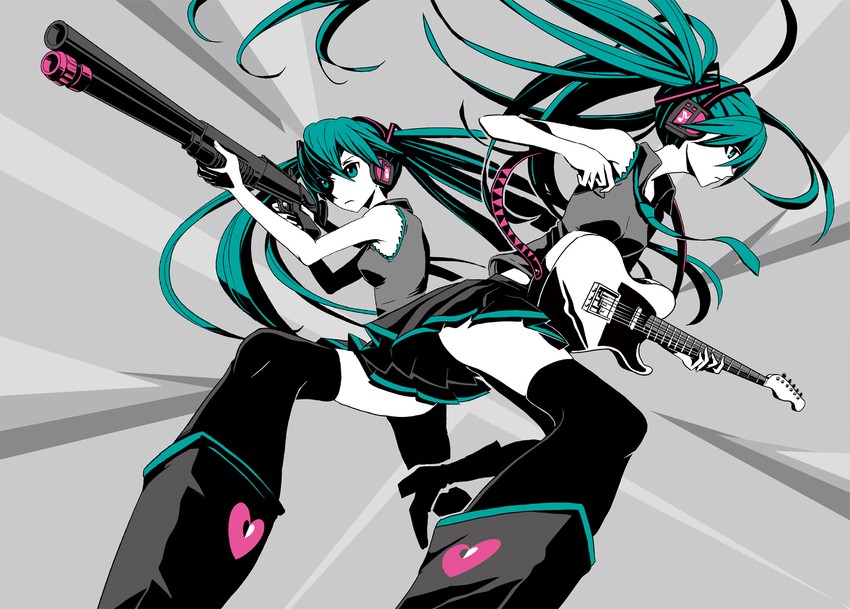 hatsune miku (vocaloid and 1 more) drawn by katouken_(ktn-works)
