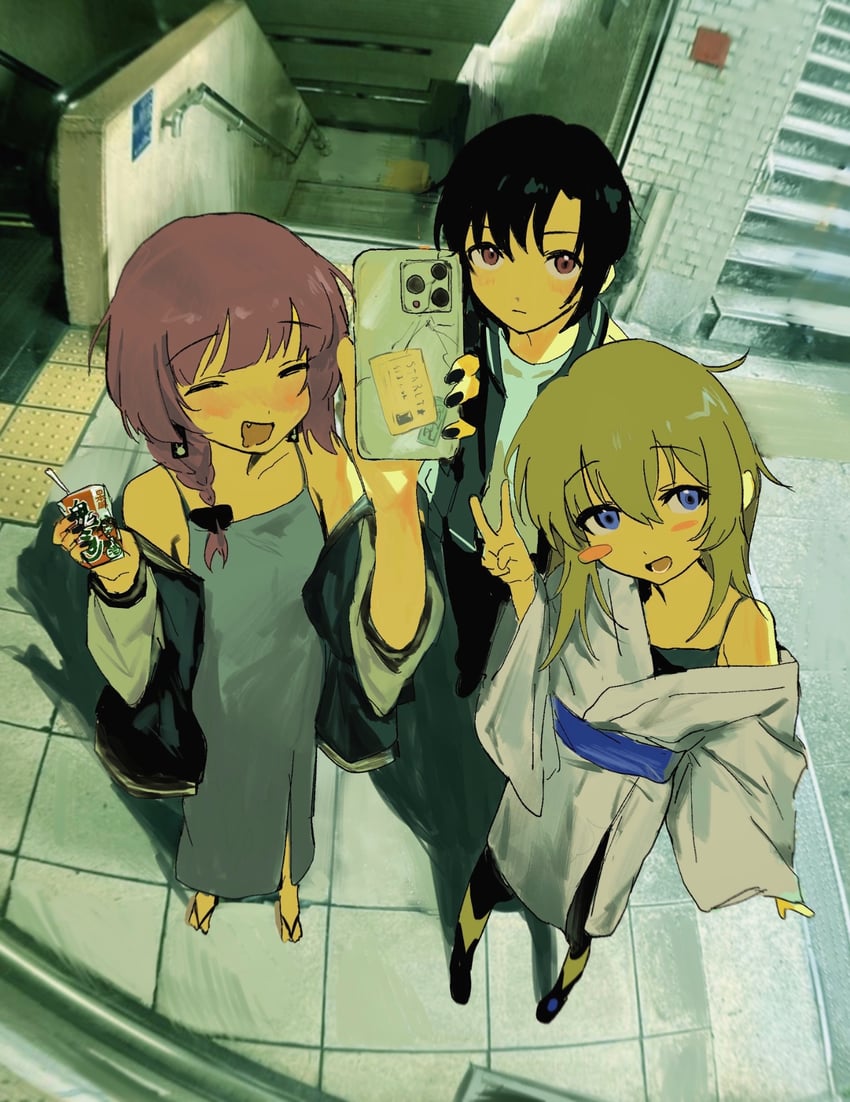 hiroi kikuri, iwashita shima, and shimizu eliza (bocchi the rock!) drawn by hokaze_(lx7i9frrkegzi1g)