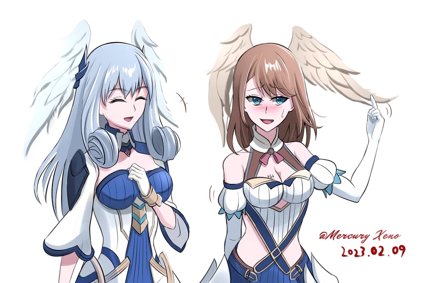 eunie and melia antiqua (xenoblade chronicles and 2 more) drawn by mercury_xeno