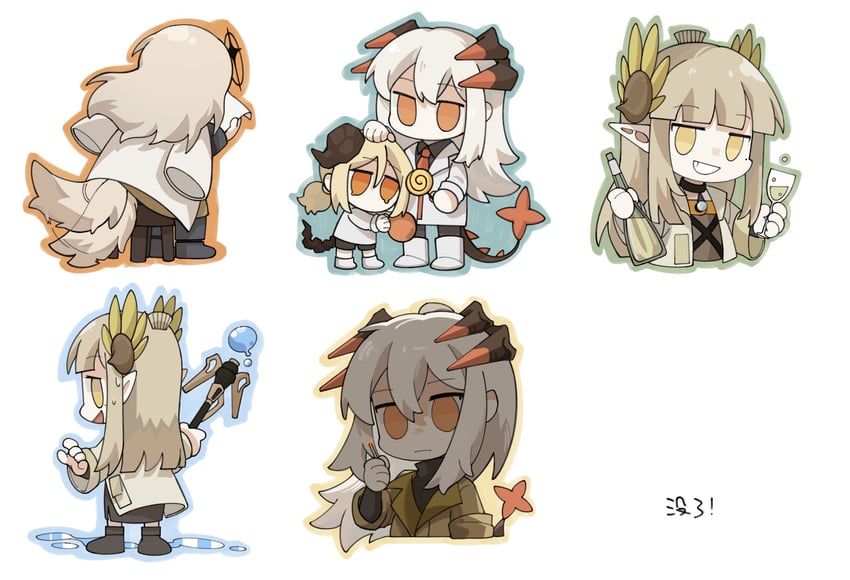 saria, muelsyse, ifrit, and kristen (arknights) drawn by mechanical_owl