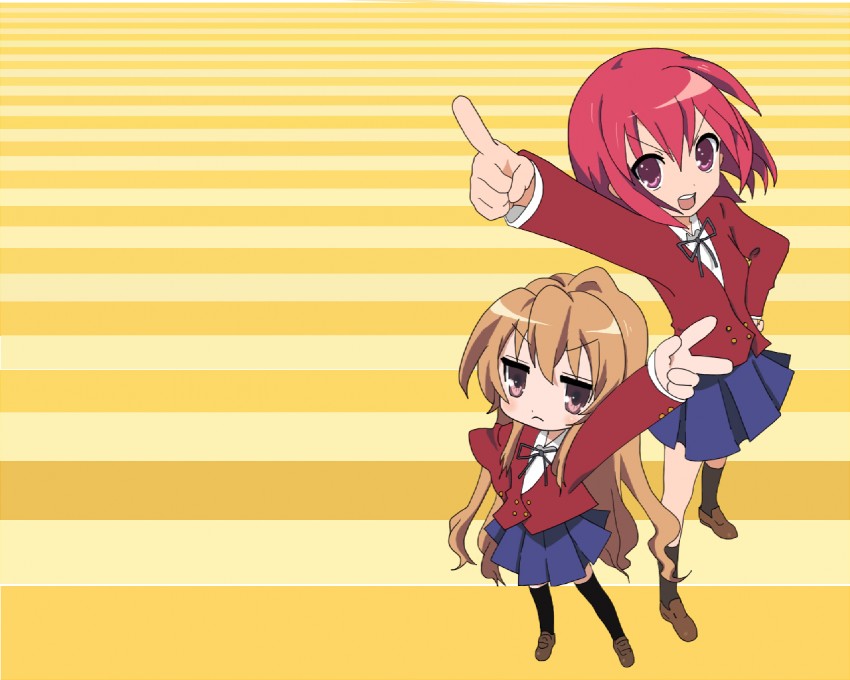 aisaka taiga and kushieda minori (lucky star and 1 more) drawn by asiya_mizuki