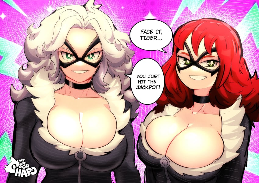black cat, felicia hardy, and mary jane watson (marvel and 1 more) drawn by sonchapo
