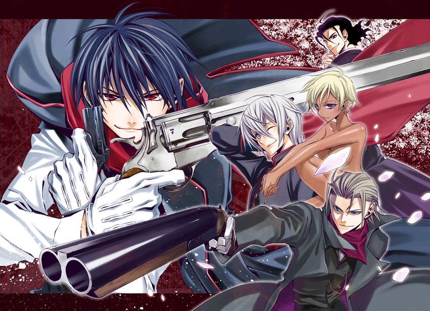 katsu koroku, sakamoto ryouma, isadora, okita souji, and hijikata toshizou (clockwork) drawn by takano_saku
