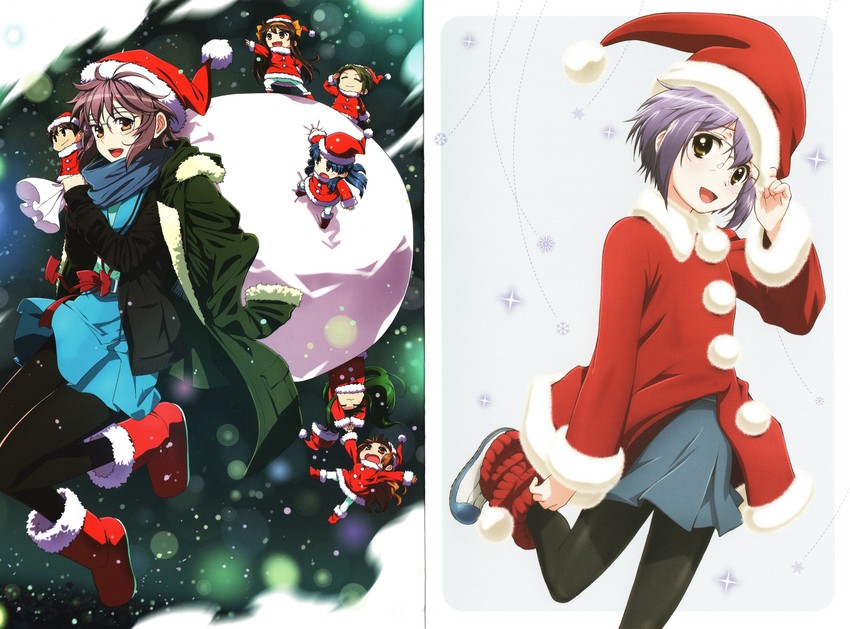 suzumiya haruhi, nagato yuki, asahina mikuru, kyon, asakura ryoko, and 2 more (suzumiya haruhi no yuuutsu and 2 more)