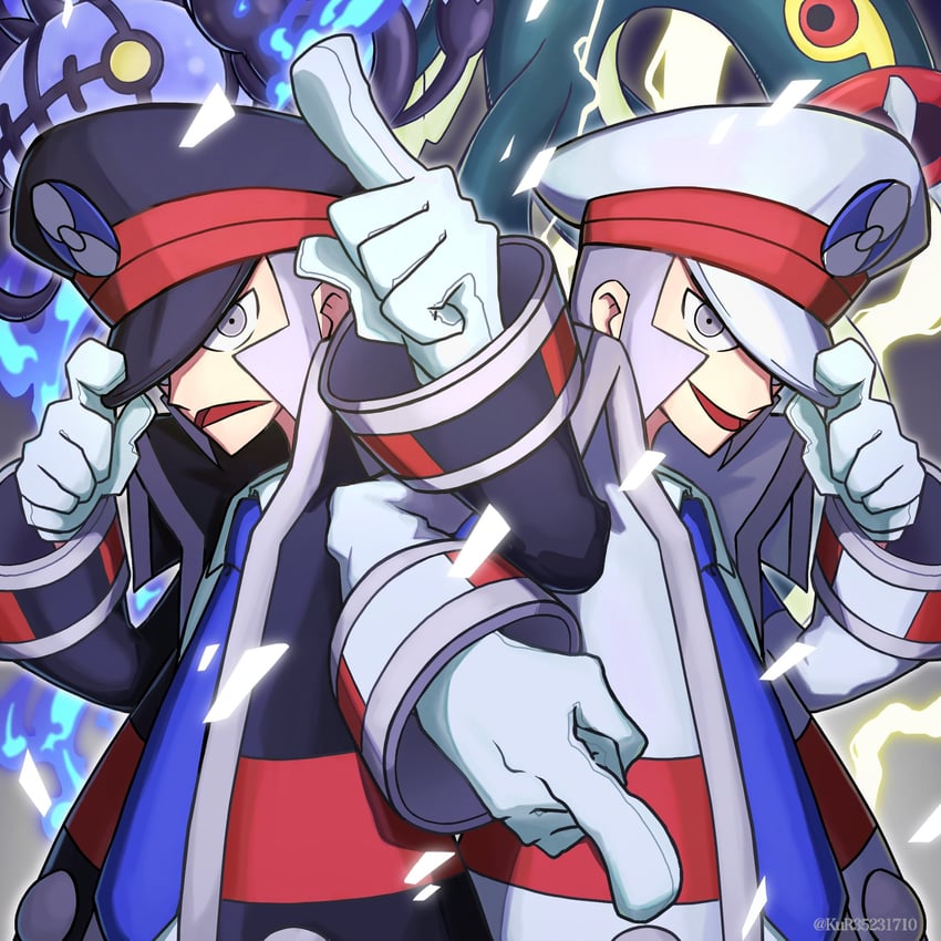 ingo, chandelure, emmet, and eelektross (pokemon and 1 more) drawn by aruke_(gter7727)