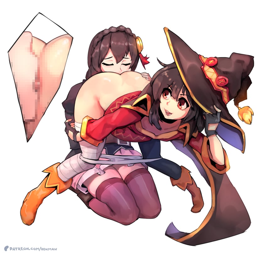 megumin and yunyun (kono subarashii sekai ni shukufuku wo!) drawn by kokman