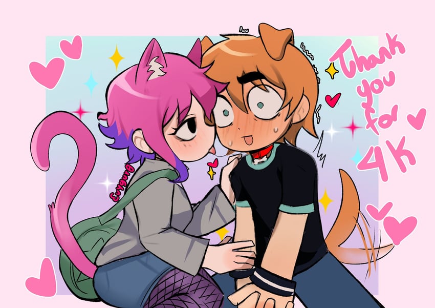 scott pilgrim and ramona flowers (scott pilgrim and 1 more) drawn by evygur0