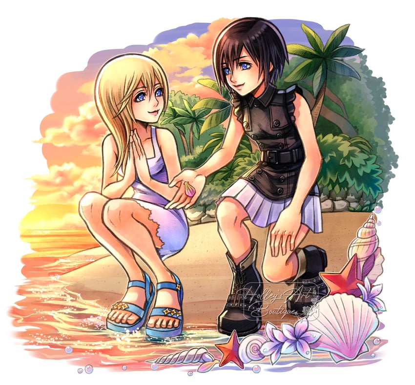 xion and namine (kingdom hearts and 1 more) drawn by hollypolllyy