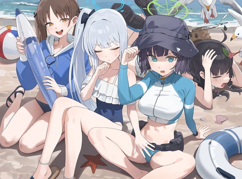 miyu, miyako, saki, and moe (blue archive) drawn by hood_(james_x)