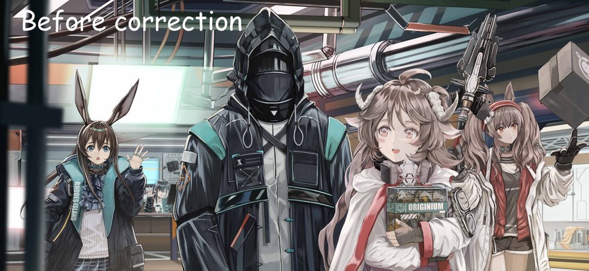 doctor, amiya, angelina, eyjafjalla, closure, and 1 more (arknights) drawn by meganeno_dokitsui