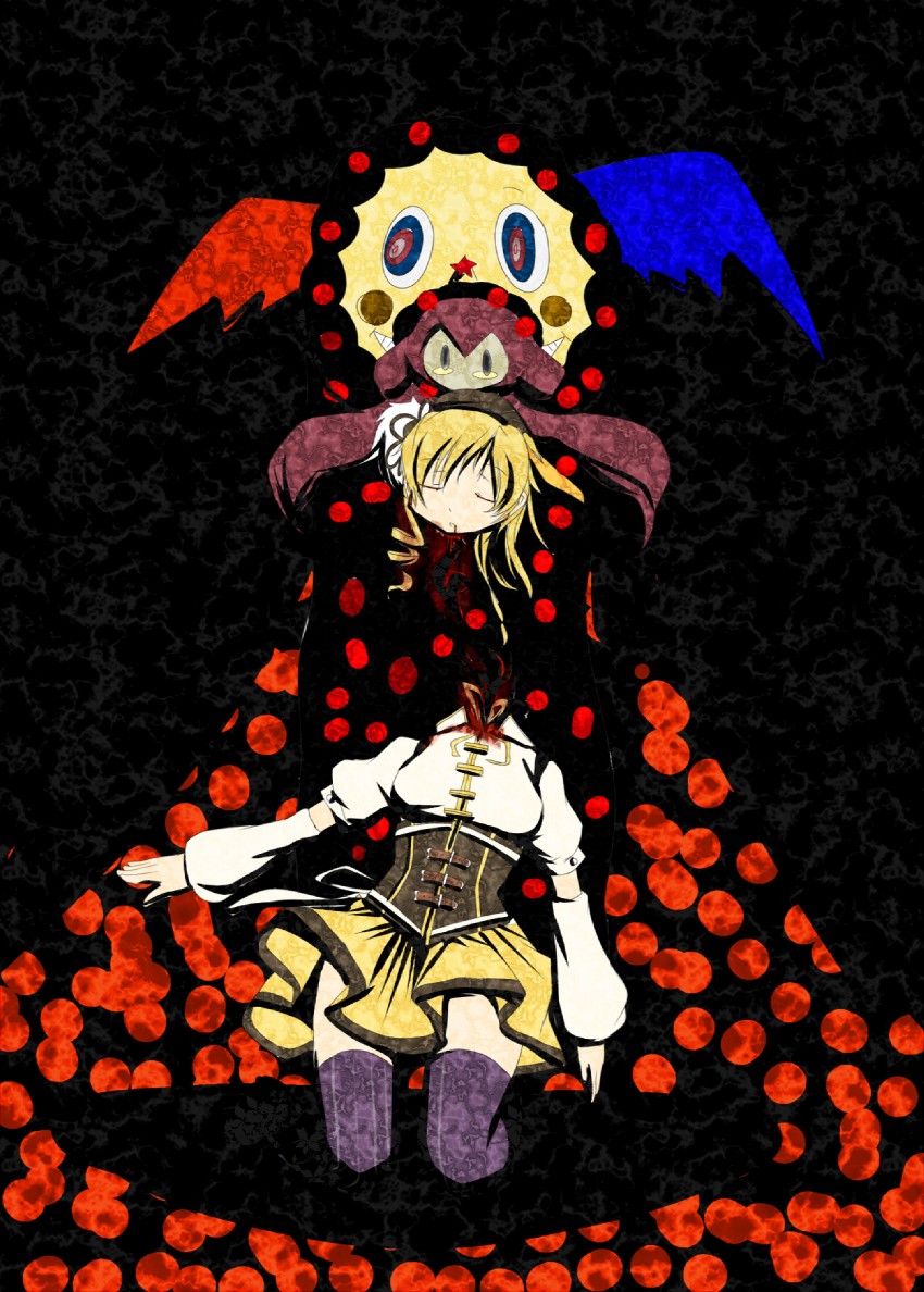 tomoe mami and charlotte (mahou shoujo madoka magica) drawn by deretuntun_(699825)
