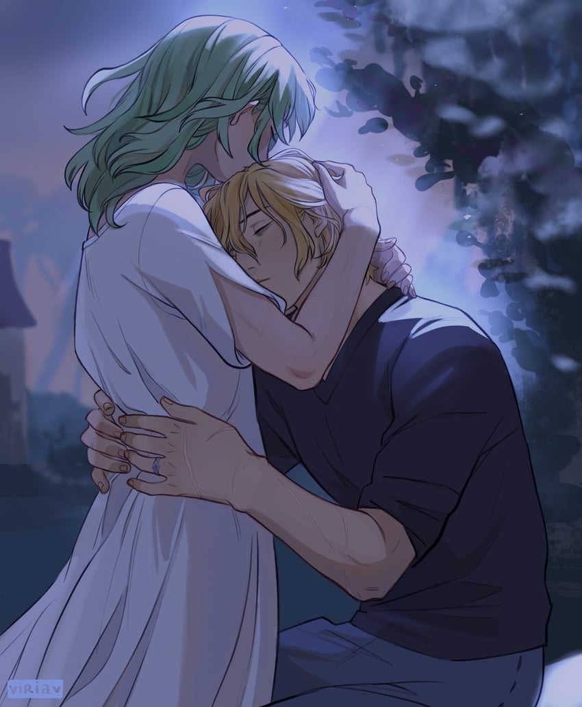 dimitri alexandre blaiddyd and female byleth (fire emblem and 1 more) drawn by viria13