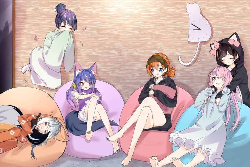 island fox, rurun rururica, irodori mayoi, hanakoto igusa, mizugame mia, and 1 more (kemono friends and 4 more) drawn by rascala39