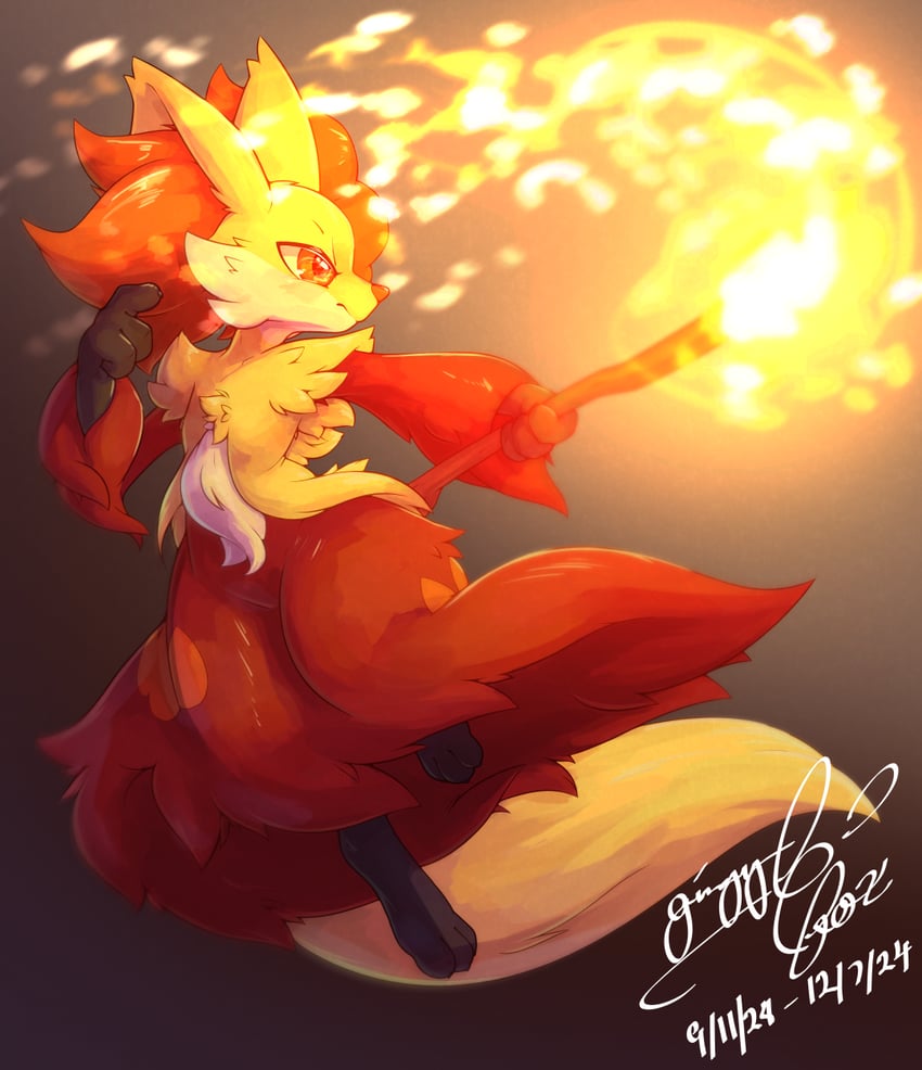 delphox (pokemon) drawn by ginja_k_ninja