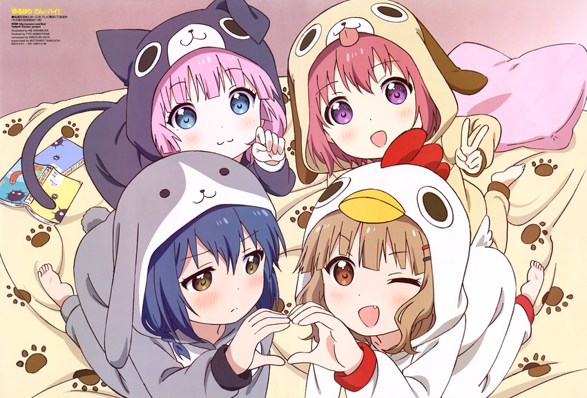 akaza akari, yoshikawa chinatsu, oomuro sakurako, and furutani himawari (yuruyuri and 1 more) drawn by nishimura_rie