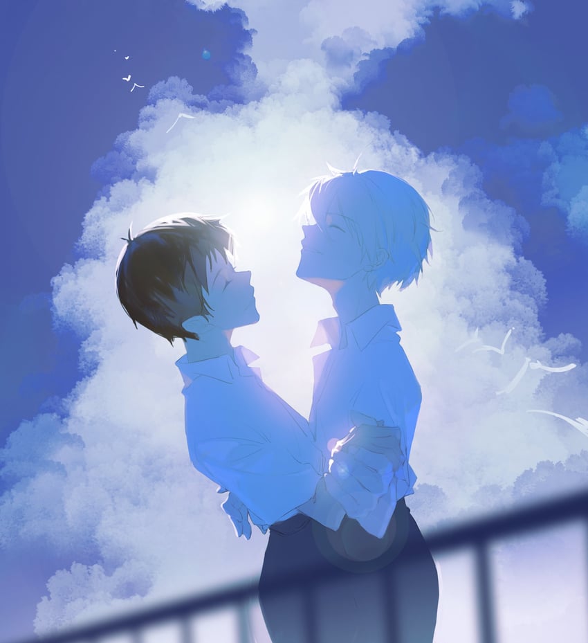 ikari shinji and nagisa kaworu (neon genesis evangelion) drawn by qiyan_anlll